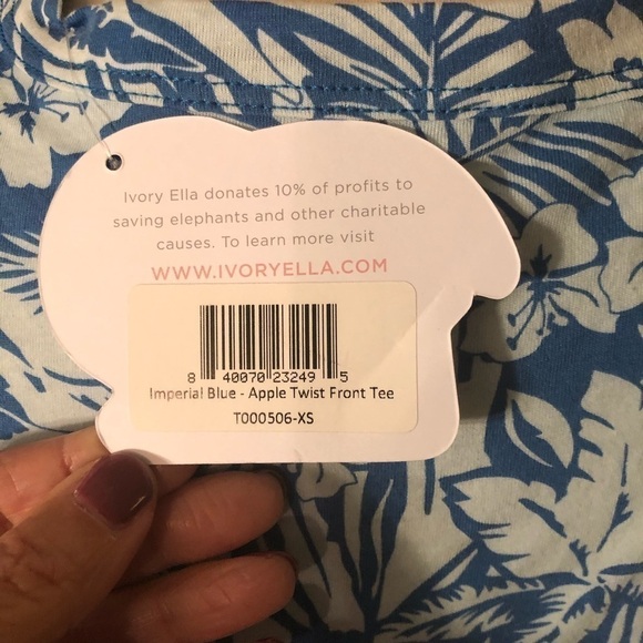 Ivory Ella Imperial Blue Front Twist Tee Sz XS NWT - Picture 5 of 7